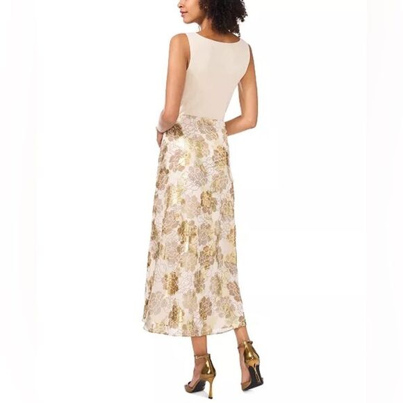 NEW Vince Camuto Metallic Floral-Print Midi Skirt Floral Maxi Skirt Size S - Picture 2 of 10